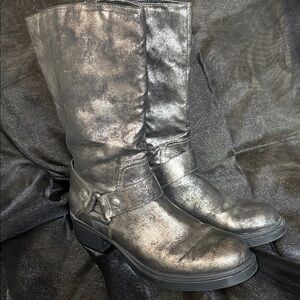 Simply Vera Vera Wang Shimmery Pewter Mid-Calf Heeled Boots